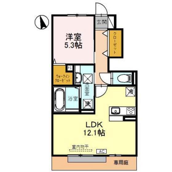 グラン ストリーツA(1LDK/1階)の間取り写真
