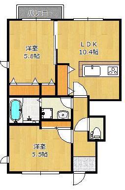 VILLA網干(2LDK/1階)の間取り写真