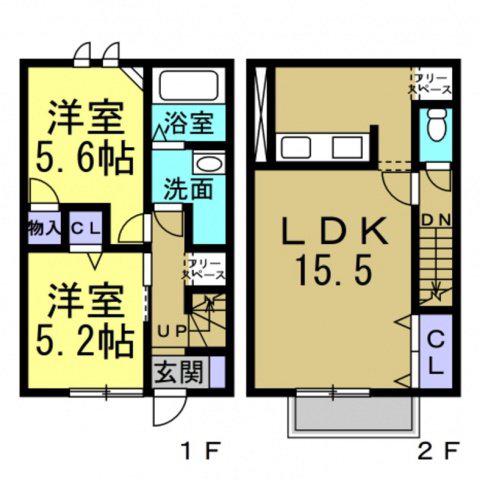DUP TOWN D(2LDK/1階)の間取り写真