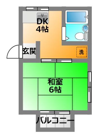 ツジハイツ(1K/2階)の間取り写真