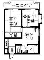 シャンボール淀川(2DK/3階)の間取り写真