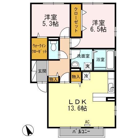 クオーレ政所(2LDK/2階)の間取り写真