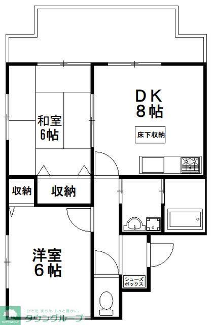 ネイビーハイム(2DK/2階)の間取り写真