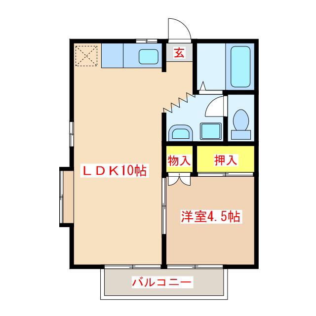 フラワーハウスI(1LDK/1階)の間取り写真