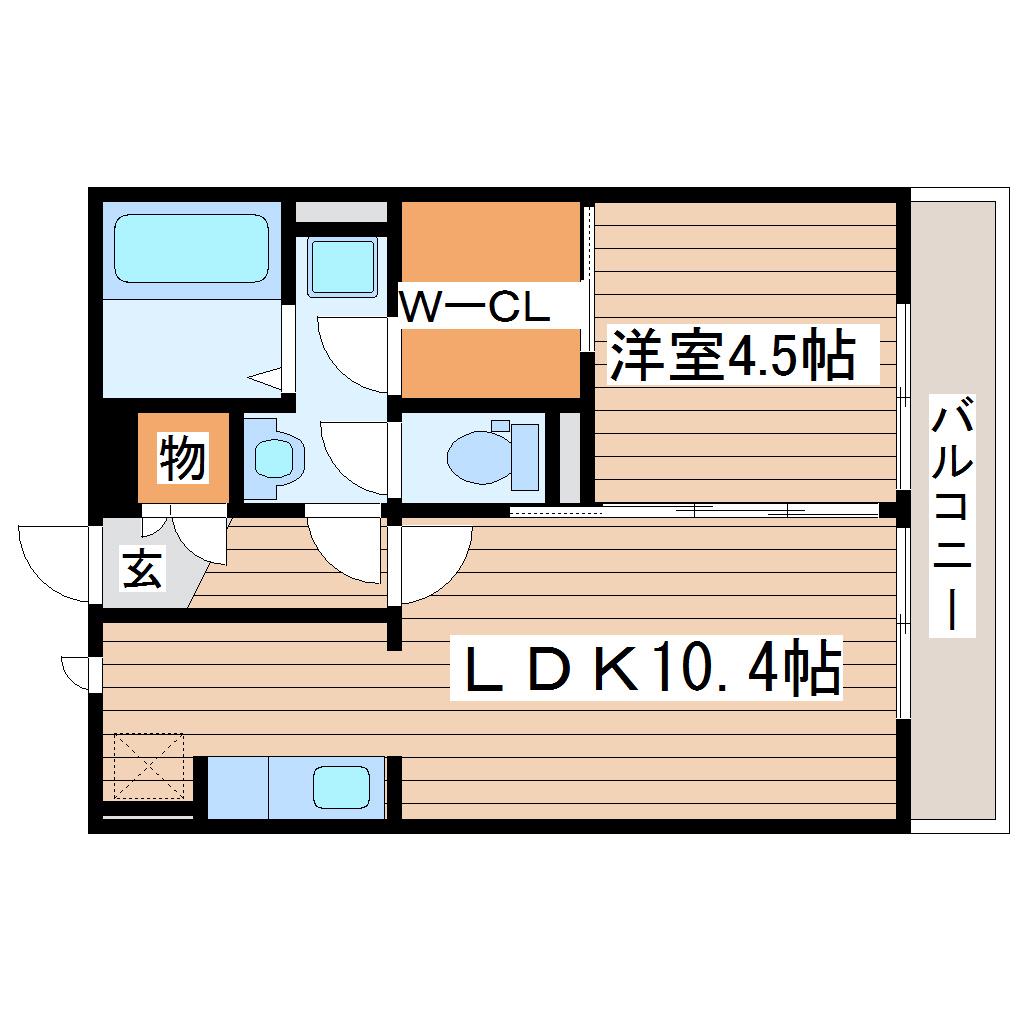 シャテ-ニュ(1LDK/2階)の間取り写真
