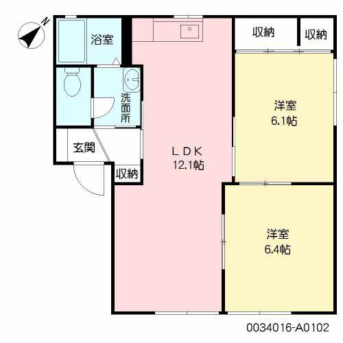シャローム島崎(2LDK/1階)の間取り写真