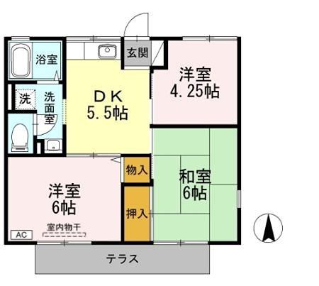 グリーンハイツA101(3DK/1階)の間取り写真