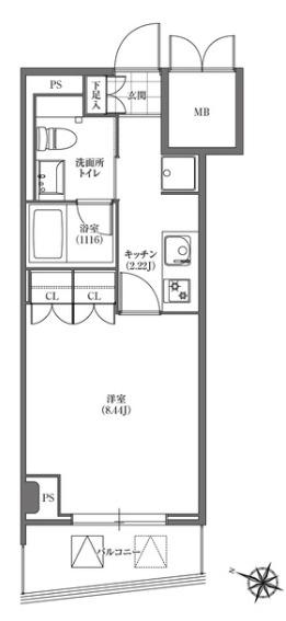 ヒューリック板橋(1K/4階)の間取り写真