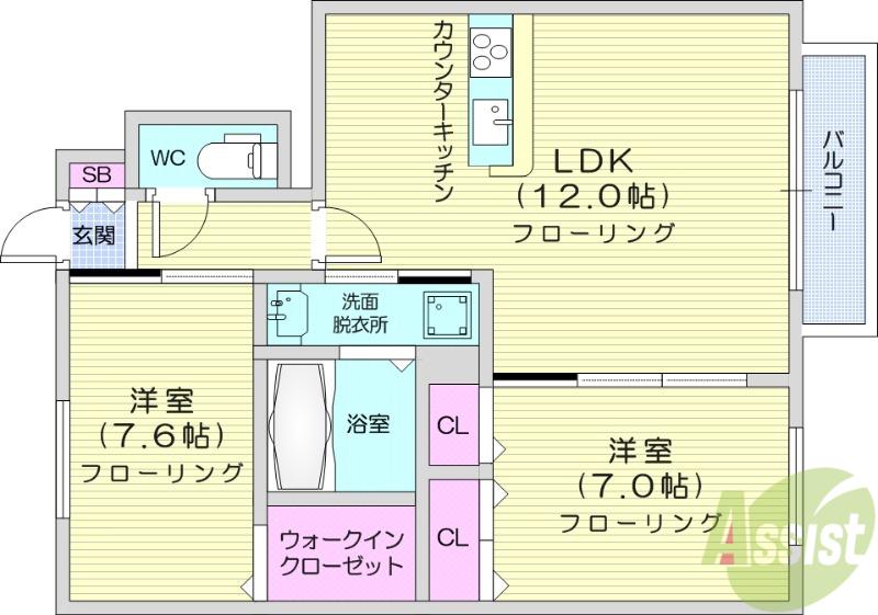 コンフォールST2(2LDK/1階)の間取り写真