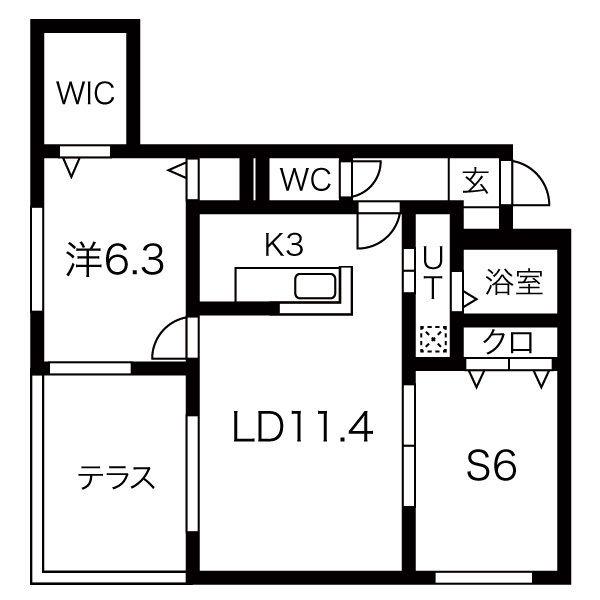 リバーサイド札幌西(2LDK/1階)の間取り写真