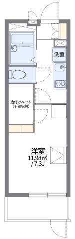 レオパレスきずり(1K/1階)の間取り写真
