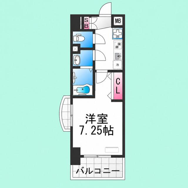 LUXEなかもず(1K/7階)の間取り写真