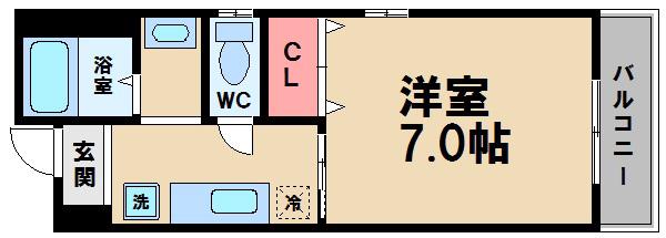 サンロイヤル文の里(1K/3階)の間取り写真