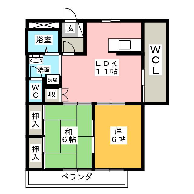プリマ・クラッセ(2LDK/2階)の間取り写真