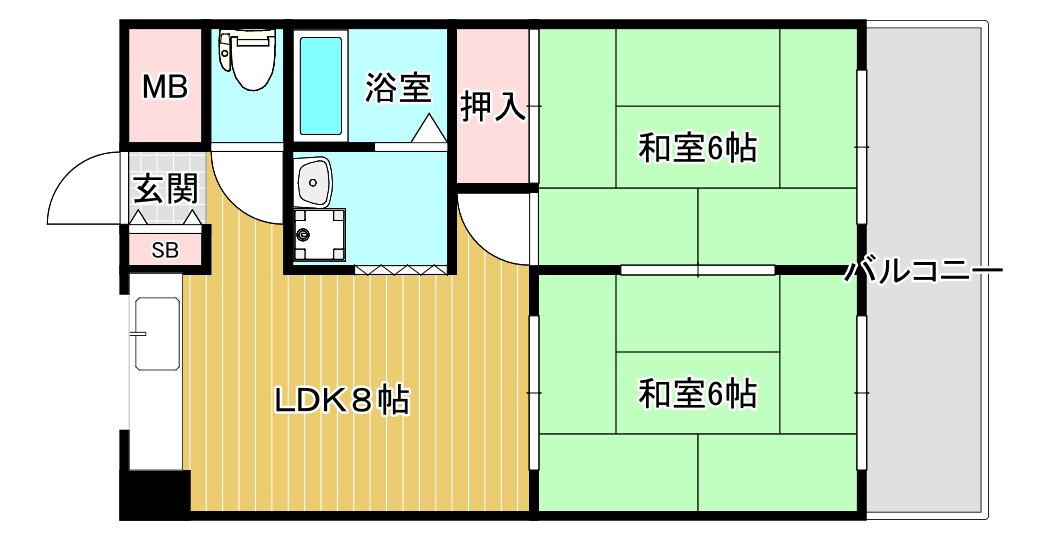 オリンピヤコープ(2LDK/3階)の間取り写真