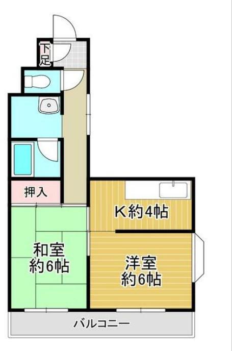 鬼石三木ハイツ(2K/2階)の間取り写真