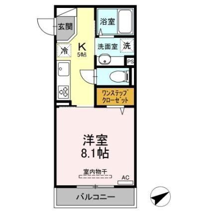 SIGNATURE 武蔵中原(1K/1階)の間取り写真