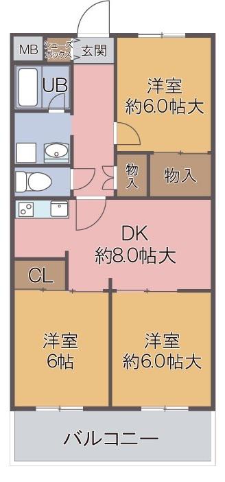 おりおのサニーハイツ(3DK/1階)の間取り写真