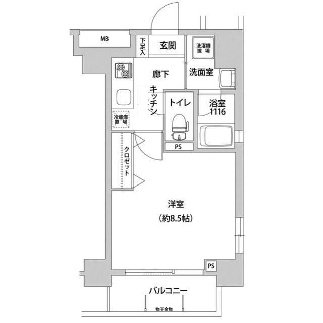 LA RIVIERE(1K/4階)の間取り写真