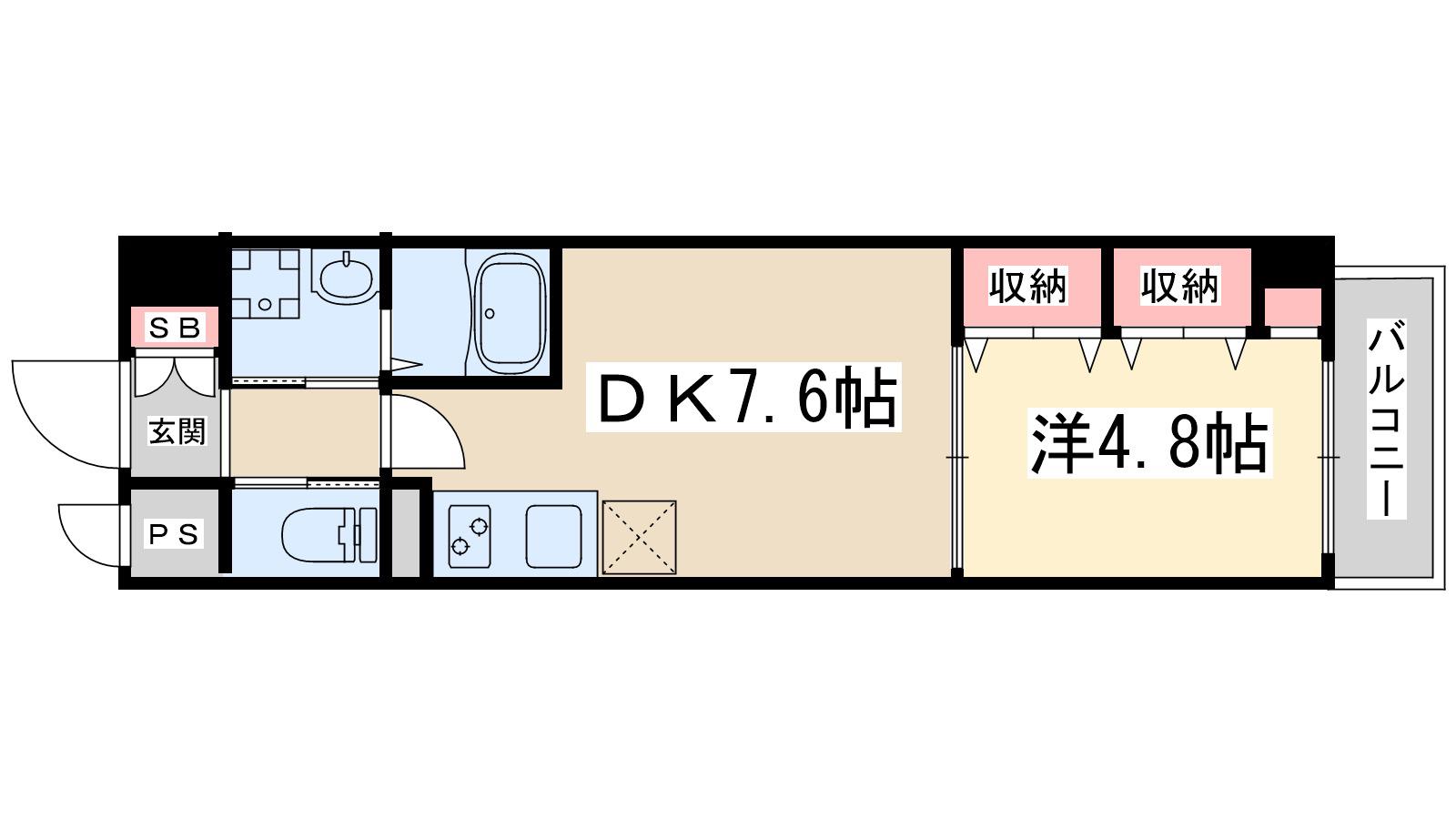 パークフラッツ新大阪(1DK/2階)の間取り写真