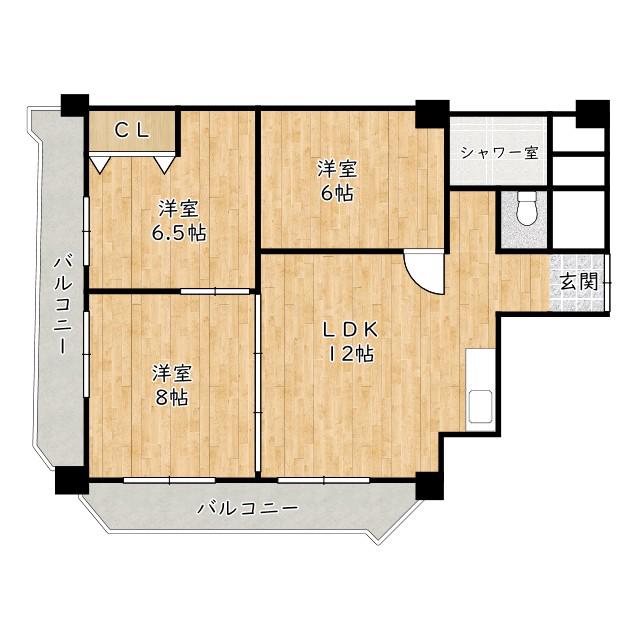 メイゾン初芝(3LDK/6階)の間取り写真