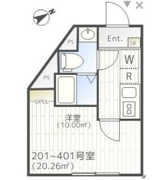 THE PARK EXIA 大崎(1K/1階)の間取り写真
