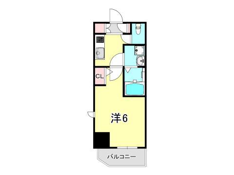 エステムコート神戸元町ヒルズ(1K/11階)の間取り写真
