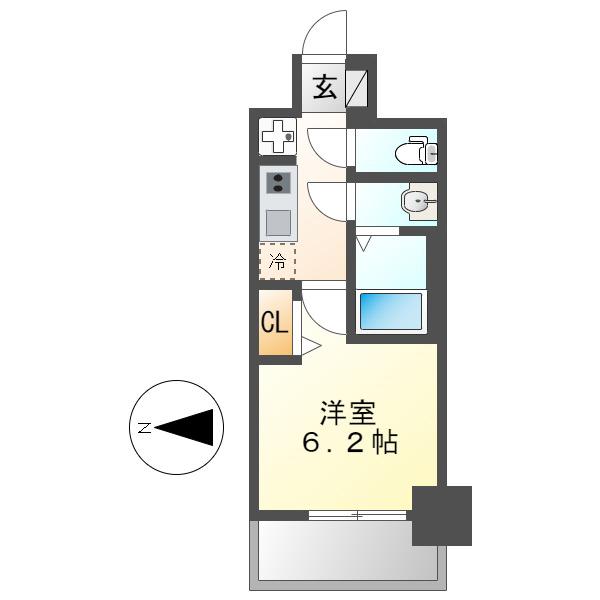 ディアレイシャス名古屋大須通(1K/3階)の間取り写真