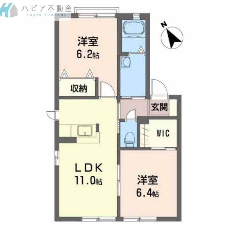 サニーハイツ 一番館(2LDK/1階)の間取り写真