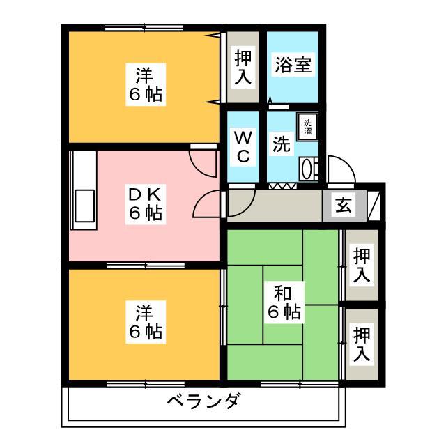 スイートホームB(3DK/2階)の間取り写真