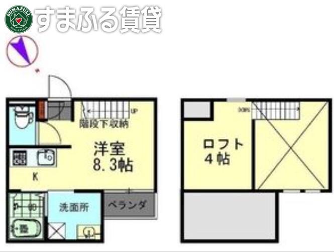 コスモハイツ安城A(ワンルーム/2階)の間取り写真