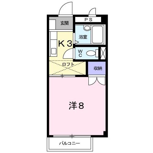 カーサーソレアード(1K/1階)の間取り写真