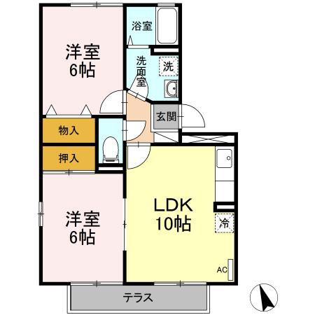 グランドゥール田中(2LDK/1階)の間取り写真