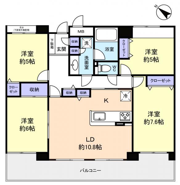 ダイアパレス八千代緑が丘(4LDK/2階)の間取り写真