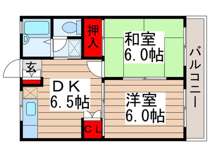 第2サンハイツ(2DK/2階)の間取り写真