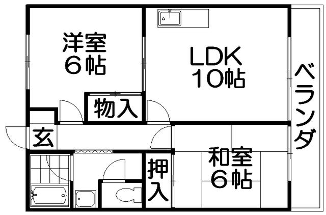 グラスガーデンII(2LDK/2階)の間取り写真