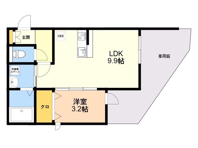 スペリオーレ二日市(1LDK/1階)の間取り写真