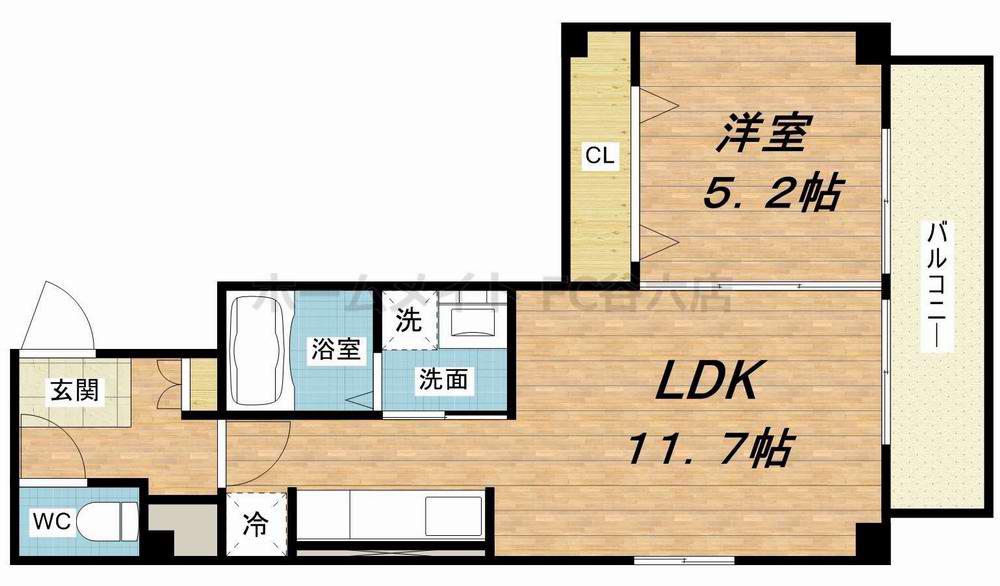 ラフレシール同心(1LDK/2階)の間取り写真