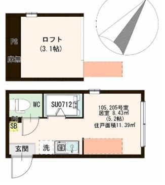 ハッピネス北池袋(ワンルーム/2階)の間取り写真