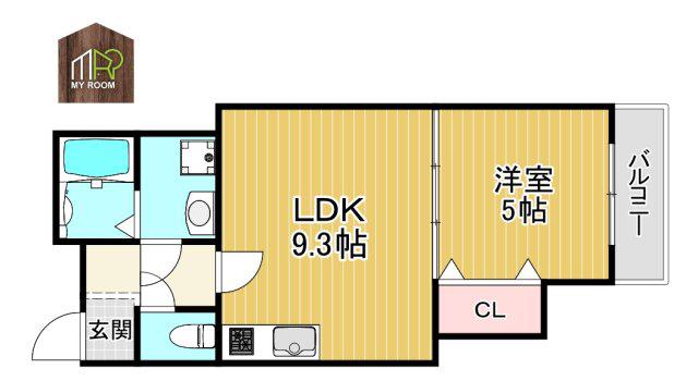 DIAS諸口(1LDK/3階)の間取り写真