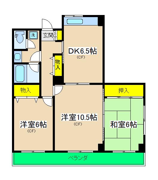 安西ビル(3DK/3階)の間取り写真