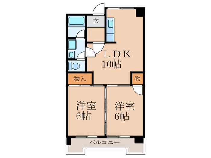 レジデンス鋲賀(2LDK/4階)の間取り写真