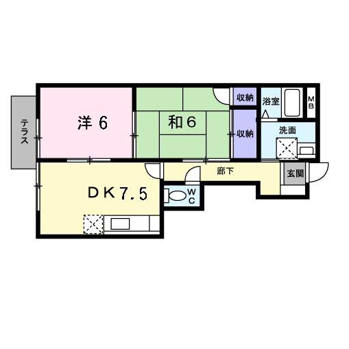 ラビドールA(2DK/1階)の間取り写真