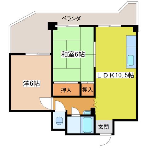 レジデンス ドゥ・ルウエスト(2LDK/5階)の間取り写真