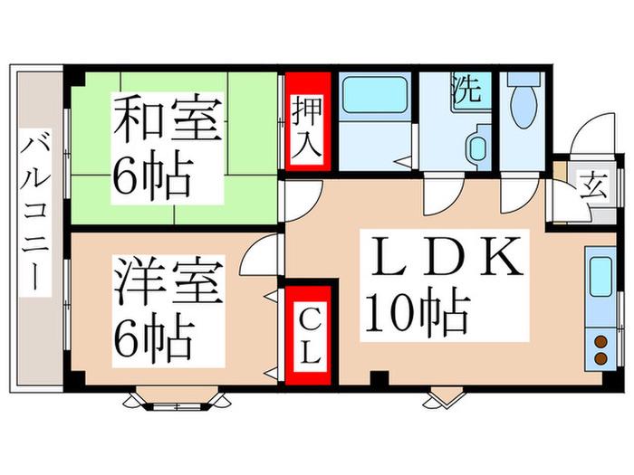 KIIハウス(2LDK/2階)の間取り写真