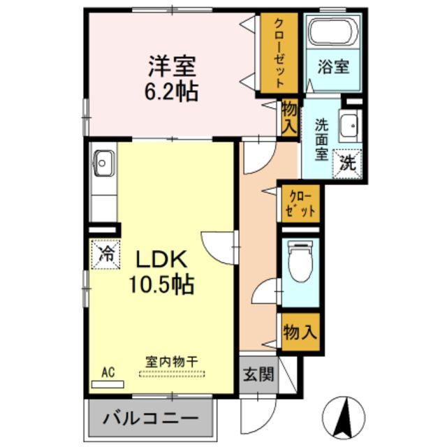 グリンミル(1LDK/1階)の間取り写真