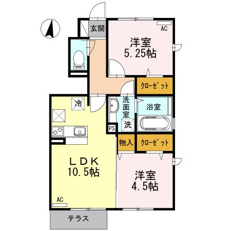 メープルハウス(2LDK/1階)の間取り写真