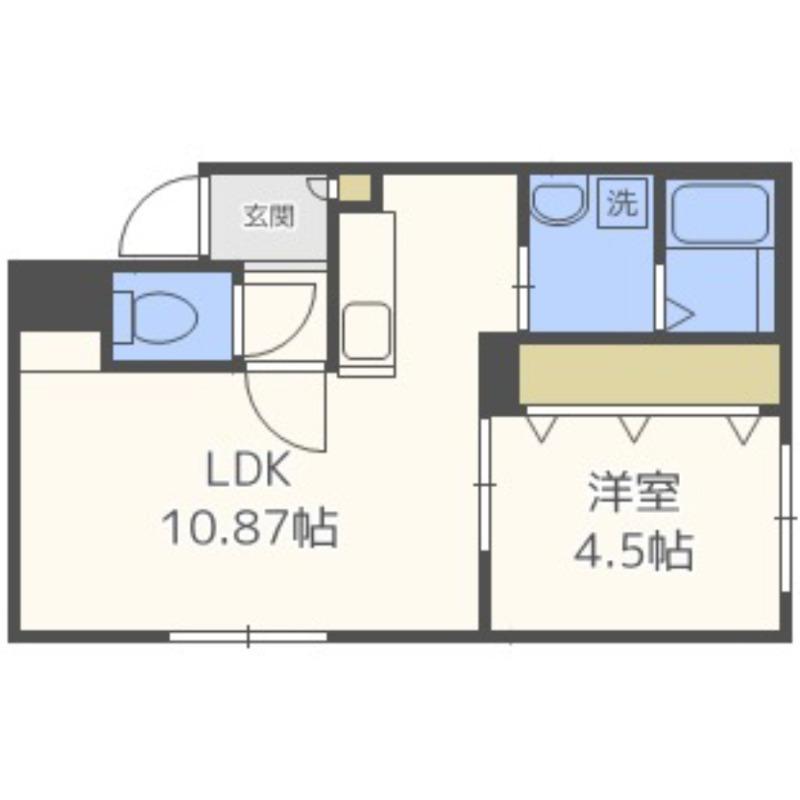 ブルーヒルト中の島(1LDK/2階)の間取り写真