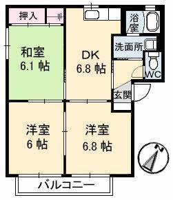 フローリ(3DK/1階)の間取り写真
