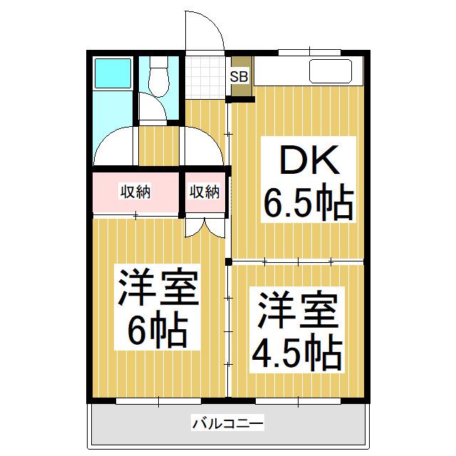 コーポ小林I(2DK/1階)の間取り写真
